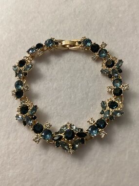 Marchesa Gold-Tone Bracelet with Dark and Light Blue Crystals